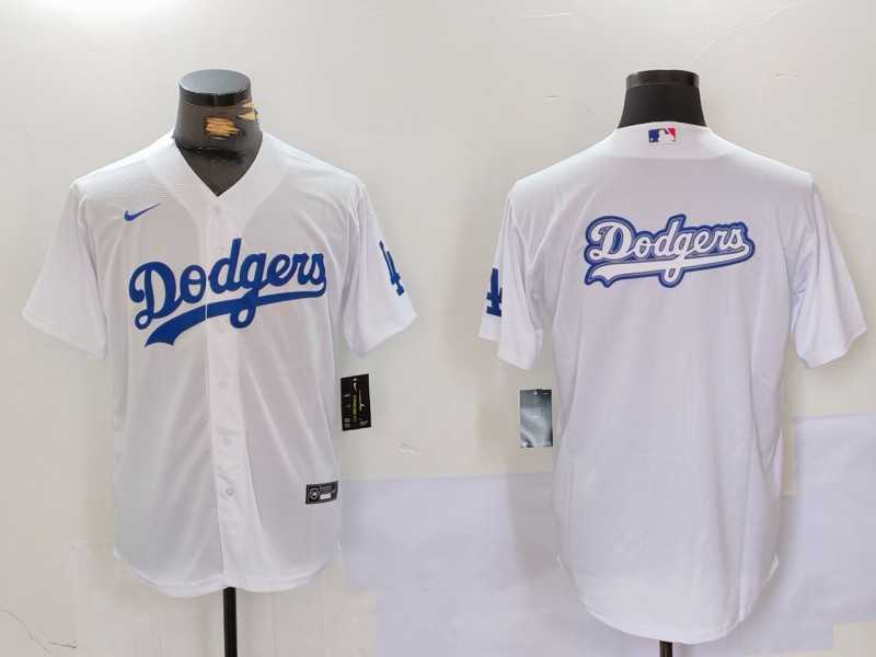 Men%27s Los Angeles Dodgers Blank White Cool Base Stitched Jersey1